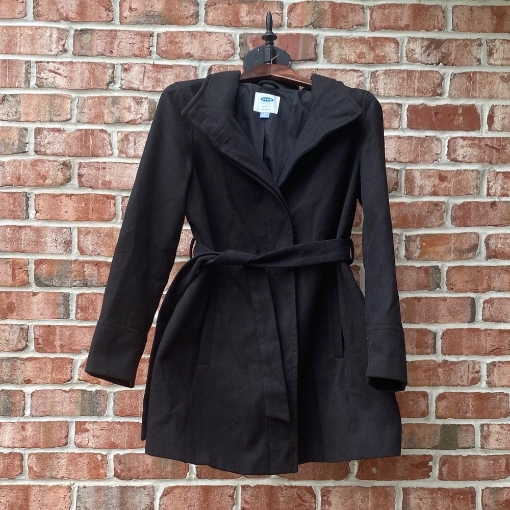 Old Navy maternity black trench fall-winter peacoat sz M